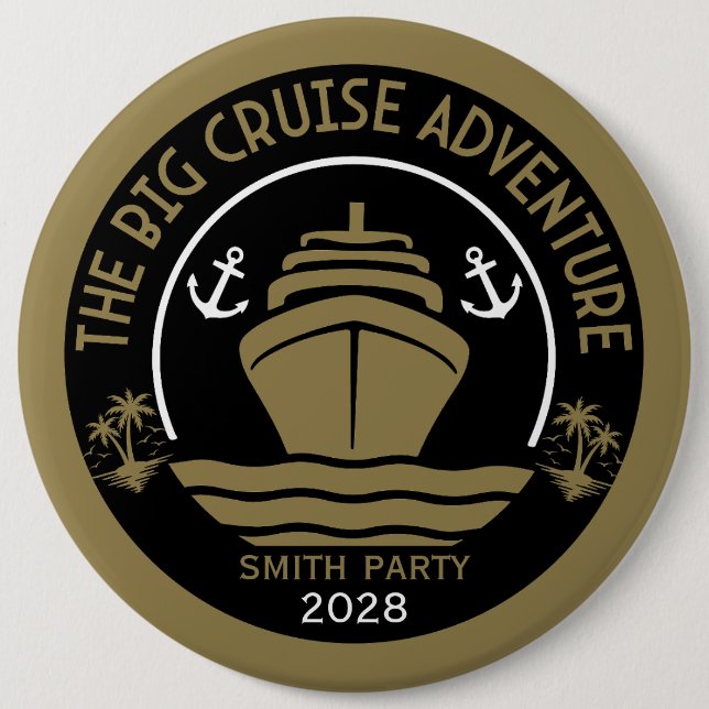 World Cruise Trip Adventure Accessory 6 Inch Round Button (Front)