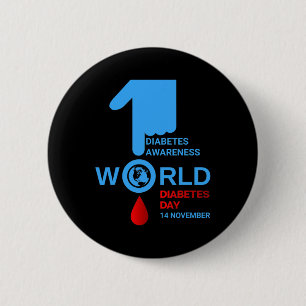 World Diabetes Day 2023 Type 1 Type 2 Diabetes Awa Inch Round Button