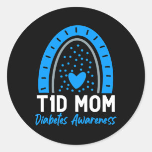 World Diabetes Day Clothes T1D Type 1 Diabetes Mom Classic Round Sticker