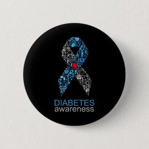World Diabetes Day Diabetes Awareness Ribbon  2 Inch Round Button