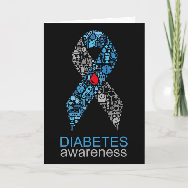 World Diabetes Day Diabetes Awareness Ribbon  Card (Front)