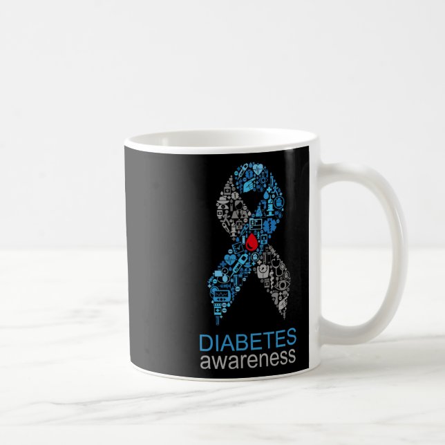 World Diabetes Day Diabetes Awareness Ribbon  Coffee Mug (Right)