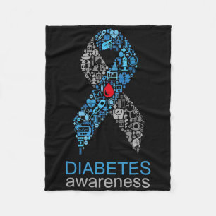 World Diabetes Day Diabetes Awareness Ribbon  Fleece Blanket