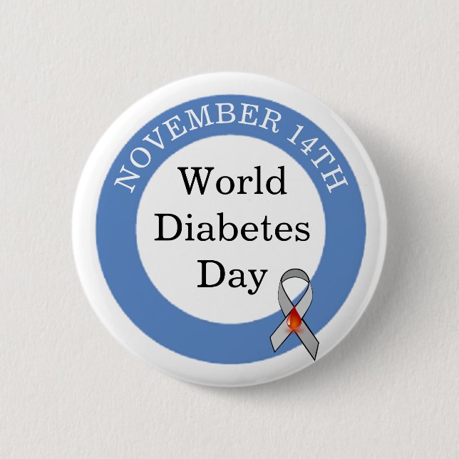 World Diabetes Day November 14th Awareness 2 Inch Round Button (Front)