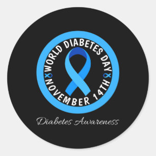 World Diabetes Day Type 1 Type 2 Diabetes Awarenes Classic Round Sticker