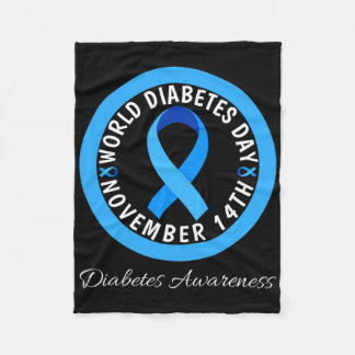 World Diabetes Day Type 1 Type 2 Diabetes Awarenes Fleece Blanket