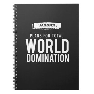 World Domination Checklist Funny Custom Name Notebook