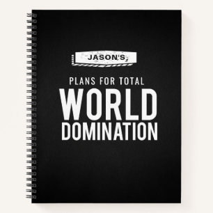 World Domination Checklist   Funny Custom Name Notebook