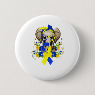 World Down Syndrome Awareness 2022 Elephant Blue 2 Inch Round Button
