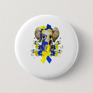 World Down Syndrome Awareness 2022 Elephant Blue 2 Inch Round Button