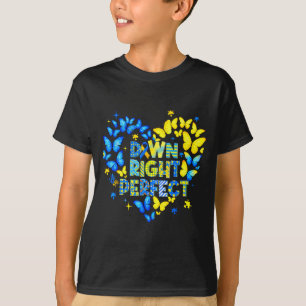 World down syndrome awareness butterfly down right T-Shirt
