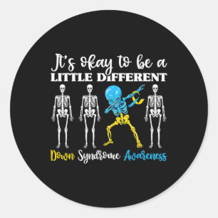 World Down Syndrome Awareness Day Dabbing Kid Skel Classic Round Sticker