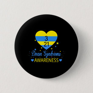 World Down Syndrome Awareness March 21 Yellow Blue 2 Inch Round Button