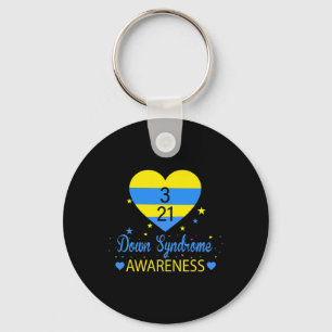 World Down Syndrome Awareness March 21 Yellow Blue Keychain
