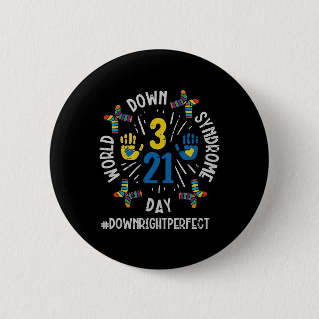 World Down Syndrome Day 321 Awareness Support Men  2 Inch Round Button (Front)