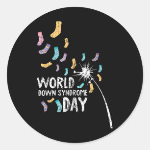 World Down Syndrome Day Awareness Mom Dad Toddler  Classic Round Sticker