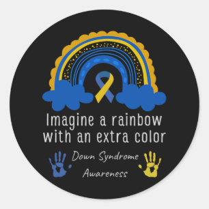 World Down Syndrome Day Awareness Rainbow Trisomy  Classic Round Sticker