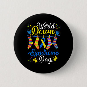 World Down Syndrome Day Awareness Socks  21 March  2 Inch Round Button