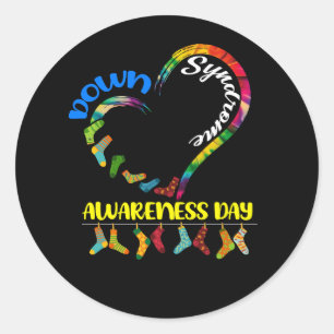 World Down Syndrome Day Awareness Socks 21 March R Classic Round Sticker