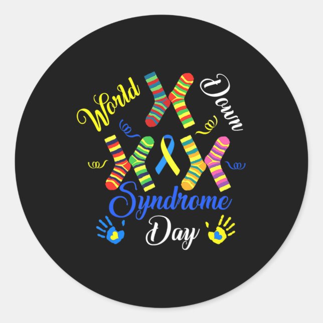 World Down Syndrome Day Awareness Socks Down Right Classic Round Sticker (Front)