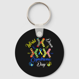 World Down Syndrome Day Awareness Socks Down Right Keychain