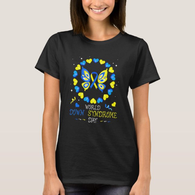 World Down Syndrome Day Awareness Socks Down Right T-Shirt (Front)