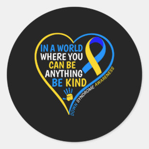 World Down Syndrome Day Be Kind Down Syndrome Awar Classic Round Sticker