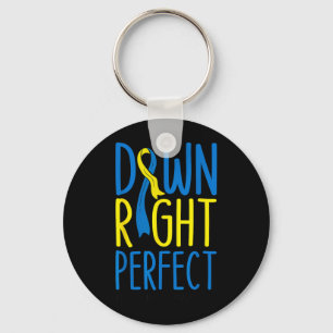 World Down Syndrome Day Down Right Perfect T21 Men Keychain