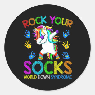 World Down Syndrome Day For Boy Kids Rock Your Soc Classic Round Sticker