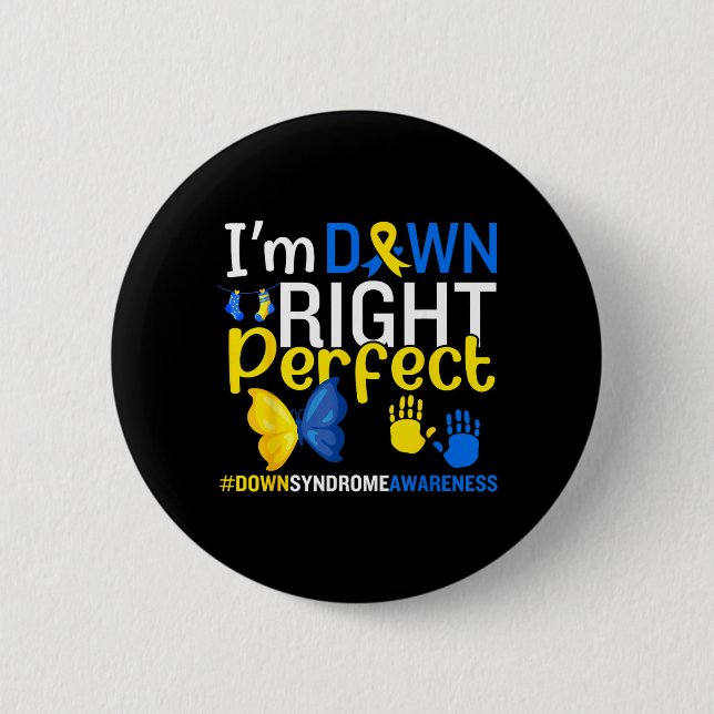 World Down Syndrome Day March 21 Down Right 2 Inch Round Button (Front)