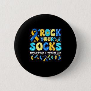 World down syndrome day rock socks awareness 2 inch round button