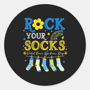 World down syndrome day rock socks awareness classic round sticker