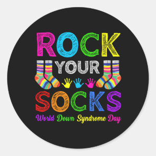 World Down Syndrome Day Rock Socks Awareness Classic Round Sticker