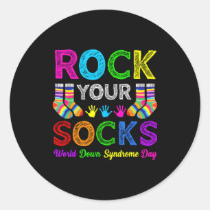 World down syndrome day rock socks awareness classic round sticker