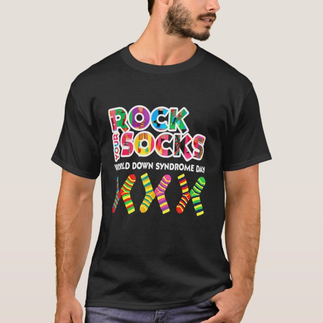 World Down Syndrome Day Rock Your Socks Awareness  T-Shirt (Front)