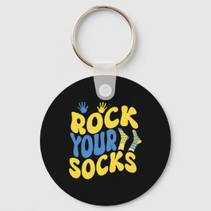 World Down Syndrome Day Rock Your Socks Groovy Keychain