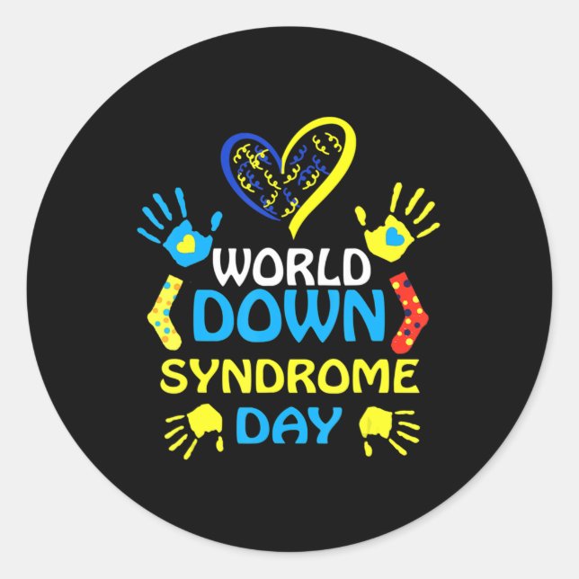 World Down Syndrome Day  Support and Awareness 3.2 Classic Round Sticker (Front)
