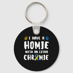 World Down Syndrome Day Trisomy 21 Ribbon Extra Ch Keychain
