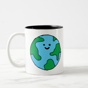 World Ecofriendly Icon Happy Earth Clipart Ecofrie Two-Tone Coffee Mug