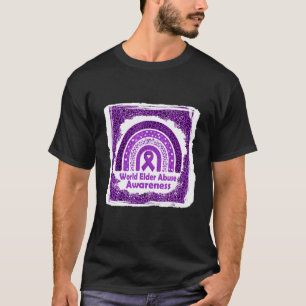 World Elder Abuse Awareness Rainbow Leopard Ribbon T-Shirt