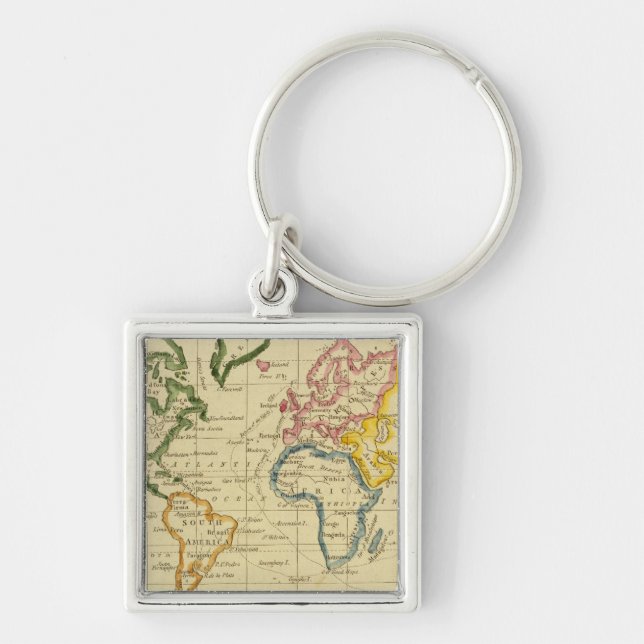 World engraved map keychain (Front)
