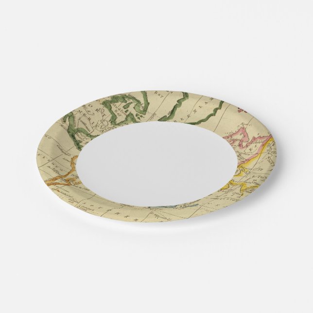 World engraved map paper plate (Angled)