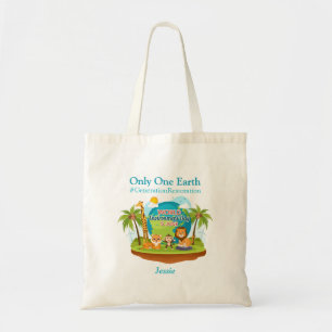 World Environment Day Custom Text Jungle Animals Tote Bag