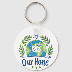 World Environment Day - Happy Earth Illustration Keychain
