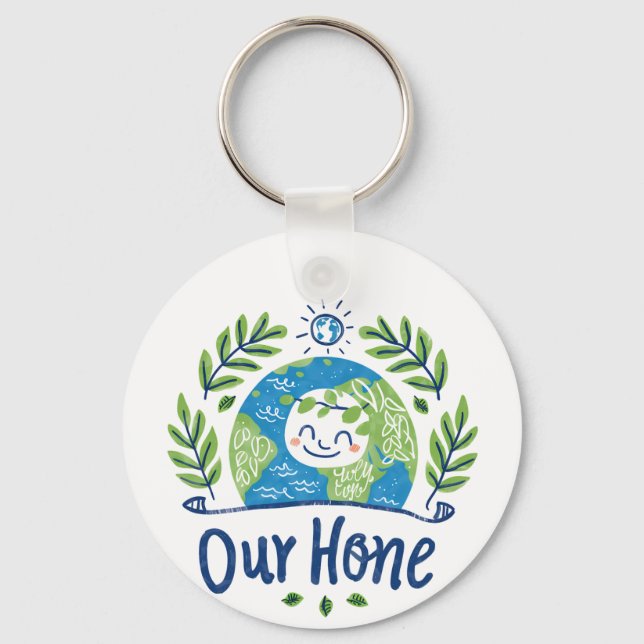 World Environment Day - Happy Earth Illustration Keychain (Front)