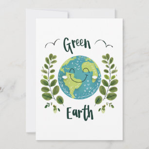 World Environment - Smiling Earth with Green Earth Invitation