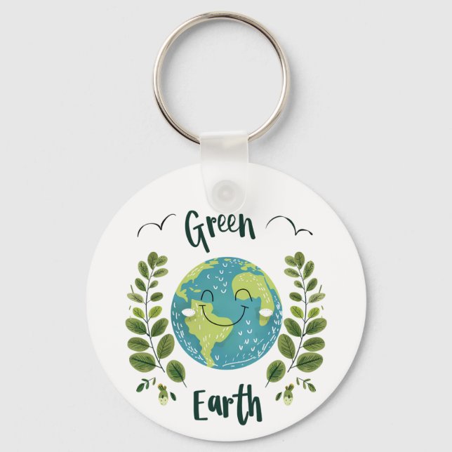 World Environment - Smiling Earth with Green Earth Keychain (Front)