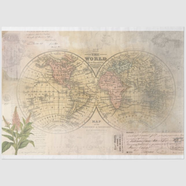 World Ephemera Decoupage Tissue Paper (Front)