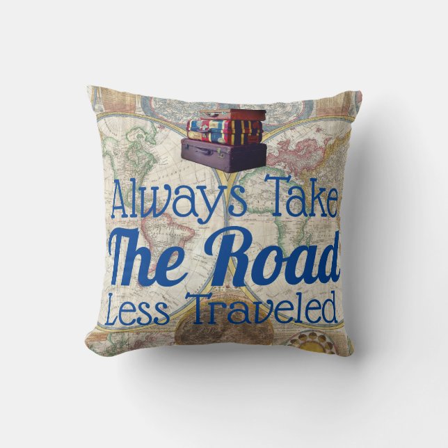 World Explorer Road Less Travelled Throw Pillow (Front)