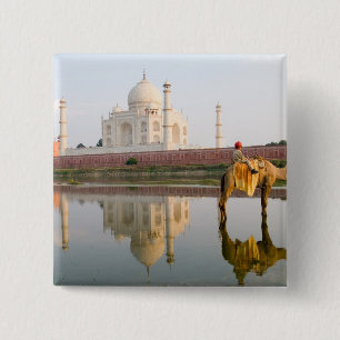World famous Taj Mahal temple burial site at 2 Inch Square Button